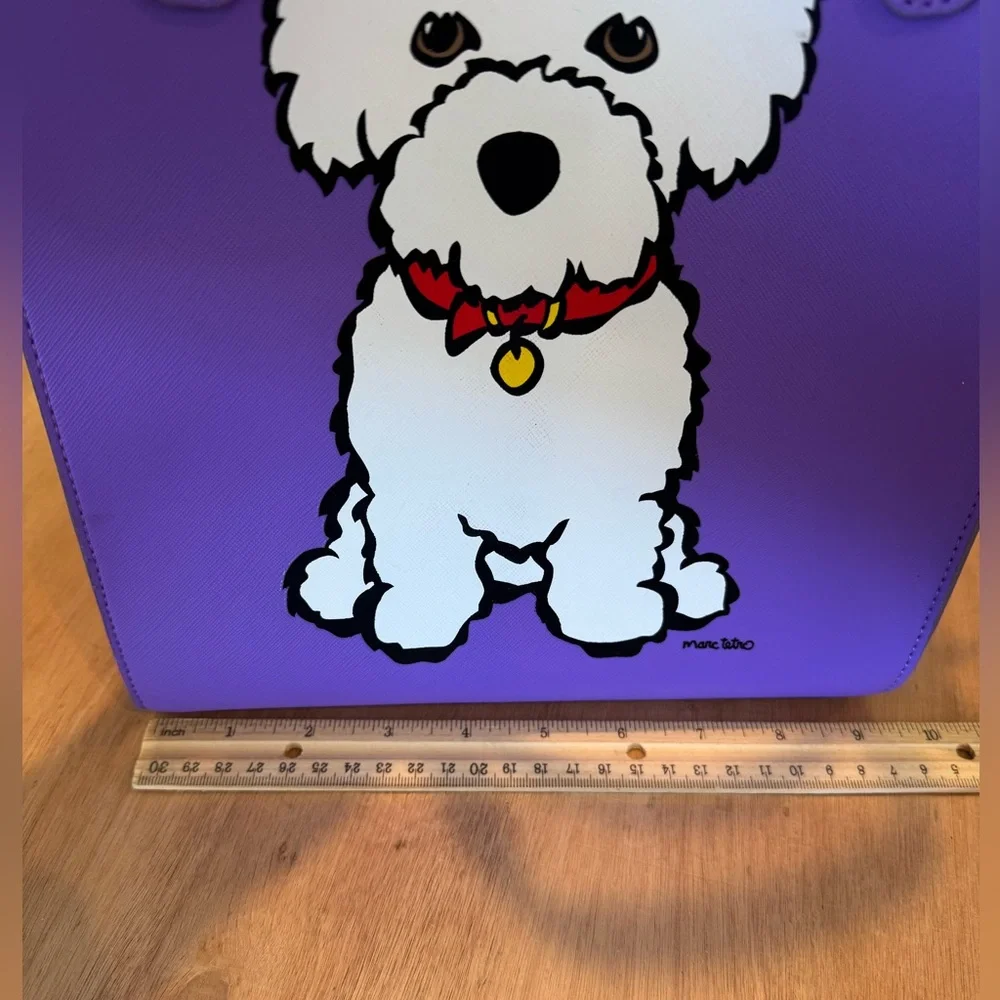 Marc Tetro Purple Bichon Frise Tote Bag